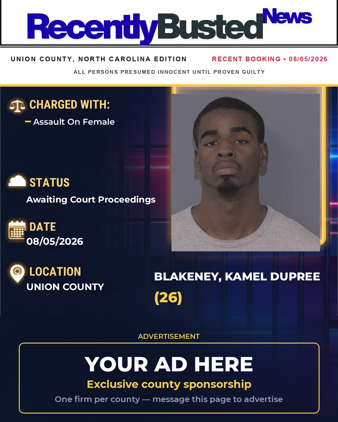 Arrest report - BLAKENEY, KAMEL DUPREE