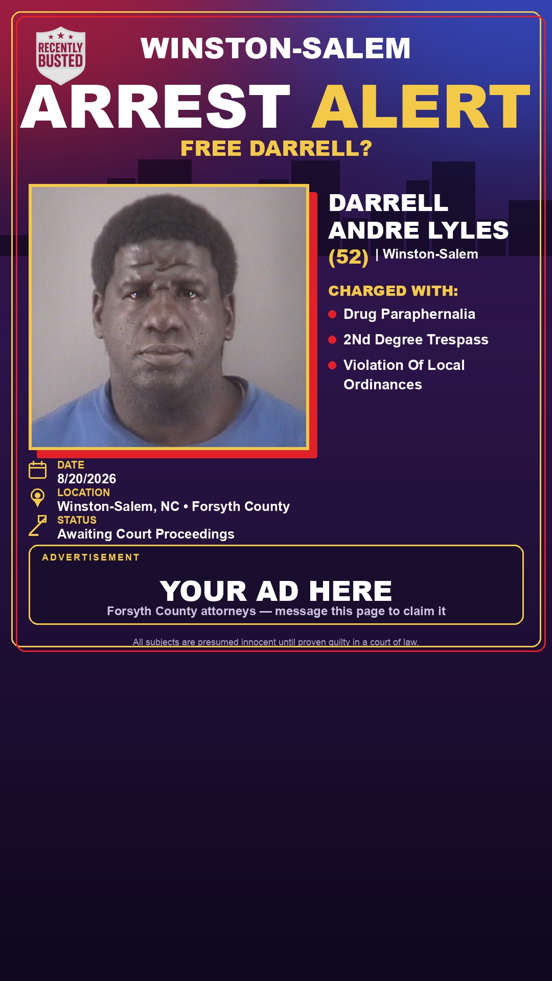 Arrest report - DARRELL ANDRE LYLES