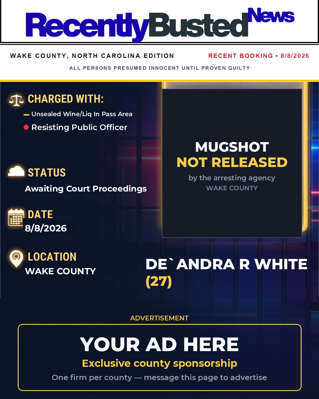 Arrest report - DE`ANDRA R WHITE