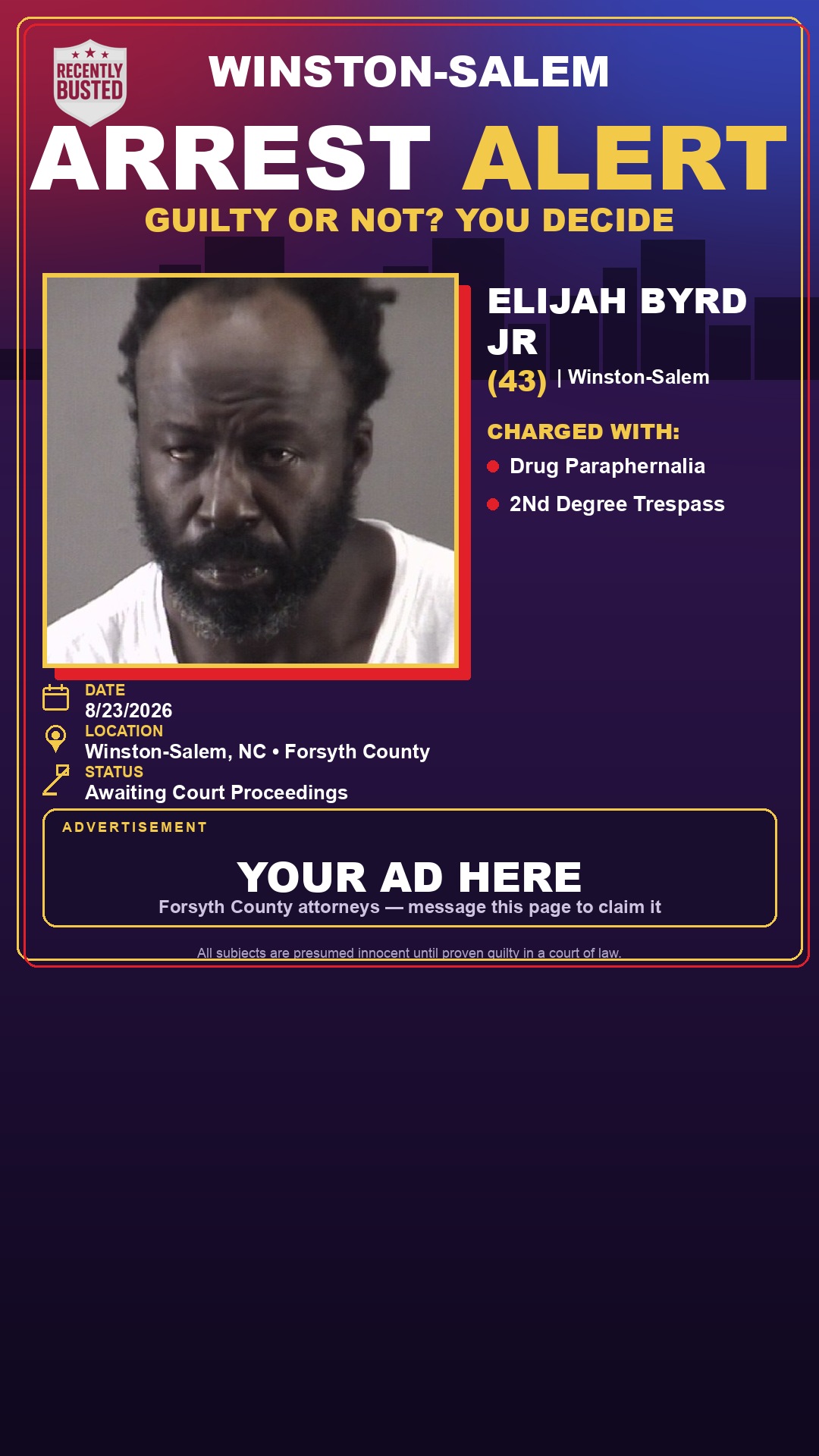 Arrest report - ELIJAH BYRD JR