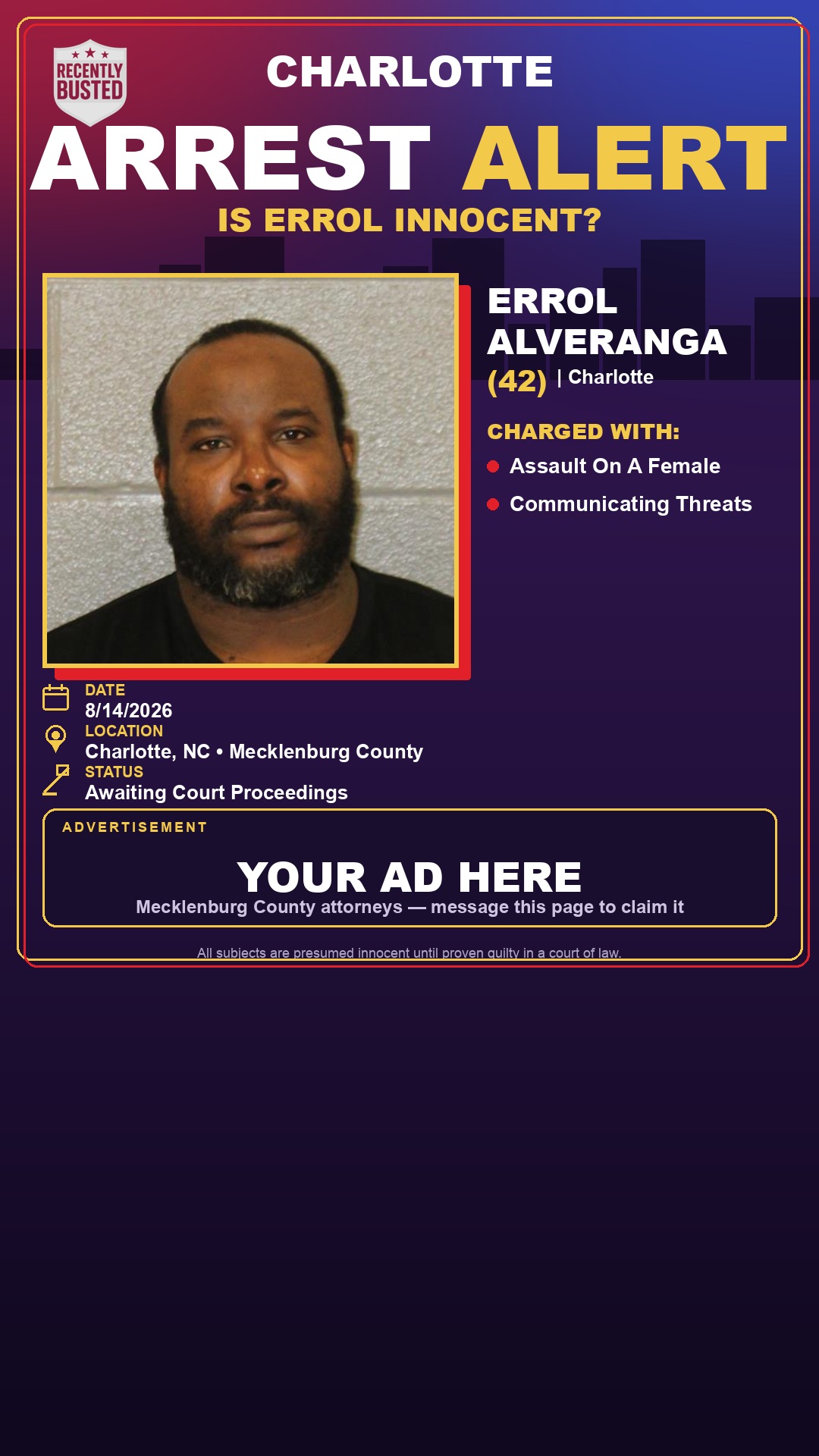 Arrest report - ERROL ALVERANGA