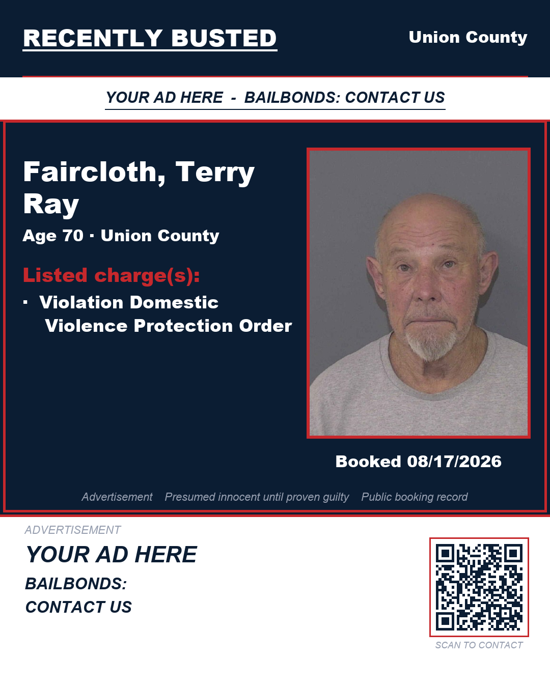 Arrest report - FAIRCLOTH, TERRY RAY