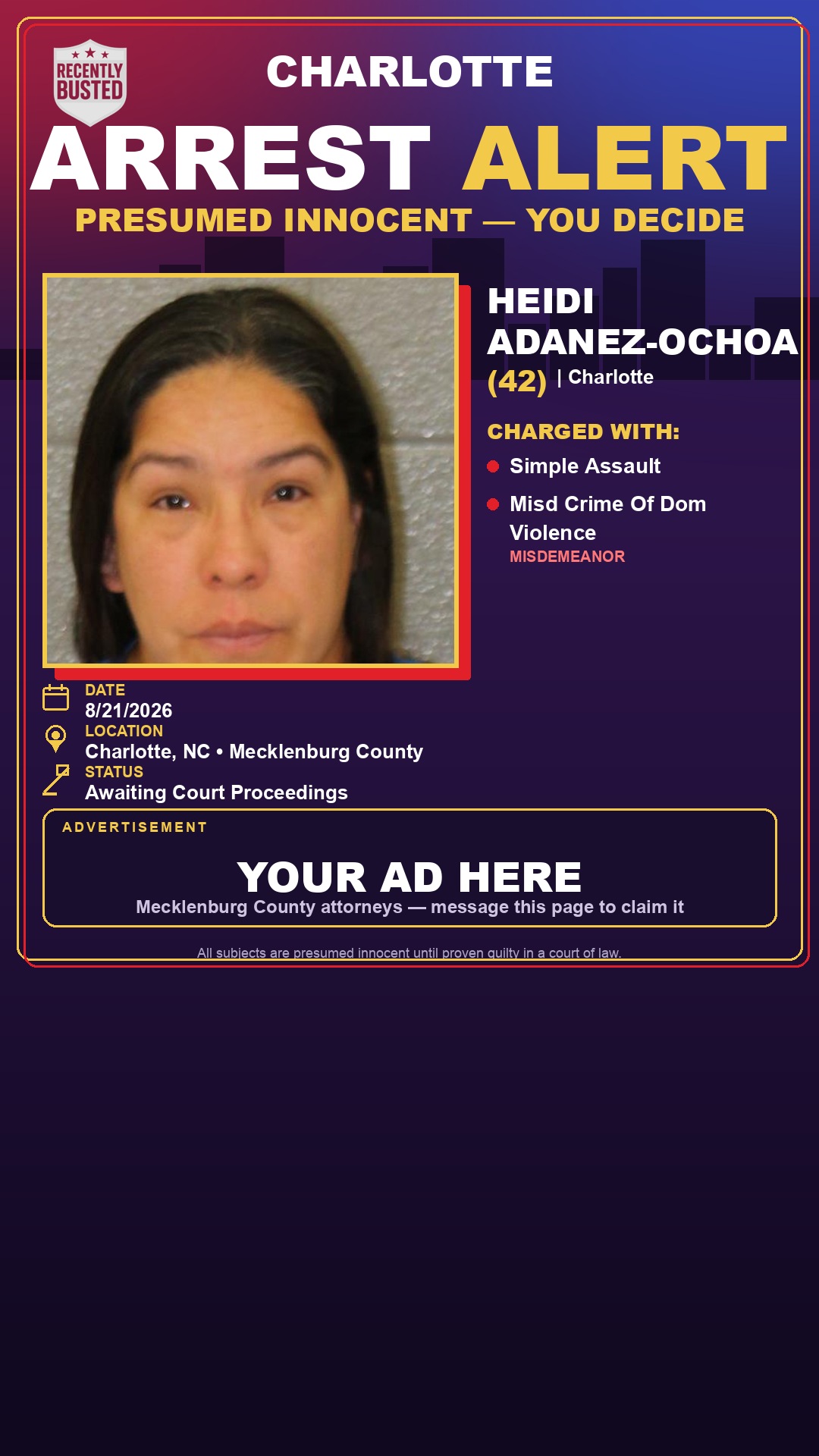 Arrest report - HEIDI ADANEZ-OCHOA