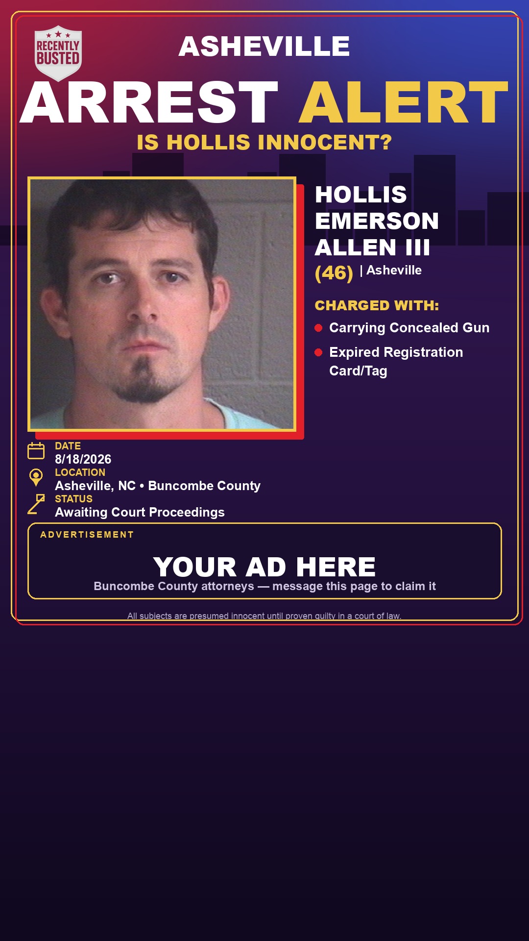 Arrest report - HOLLIS EMERSON ALLEN III