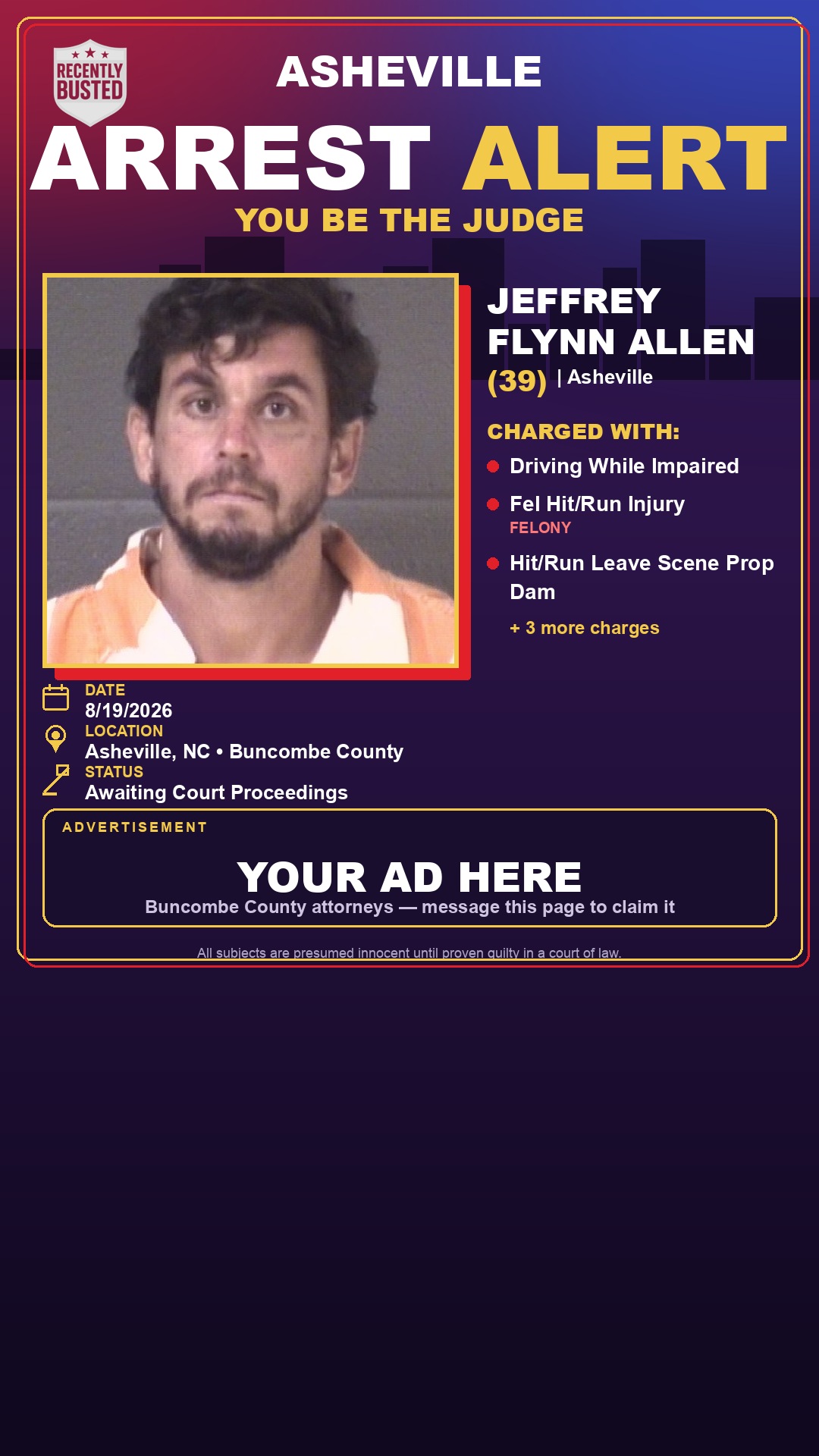 Arrest report - JEFFREY FLYNN ALLEN