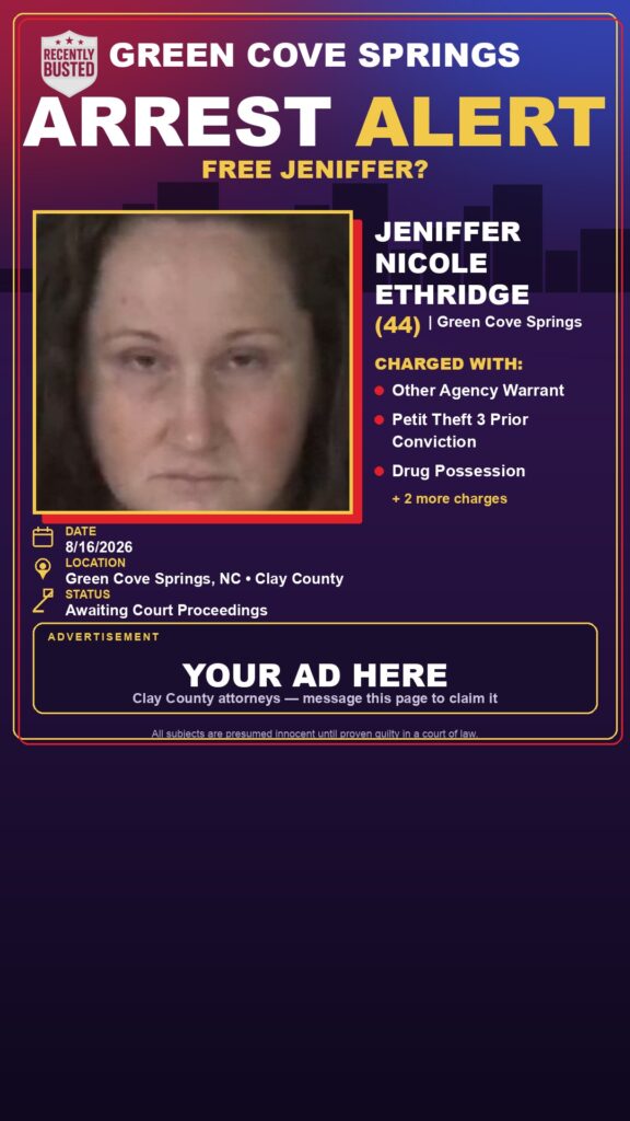 Arrest report — JENIFFER NICOLE ETHRIDGE
