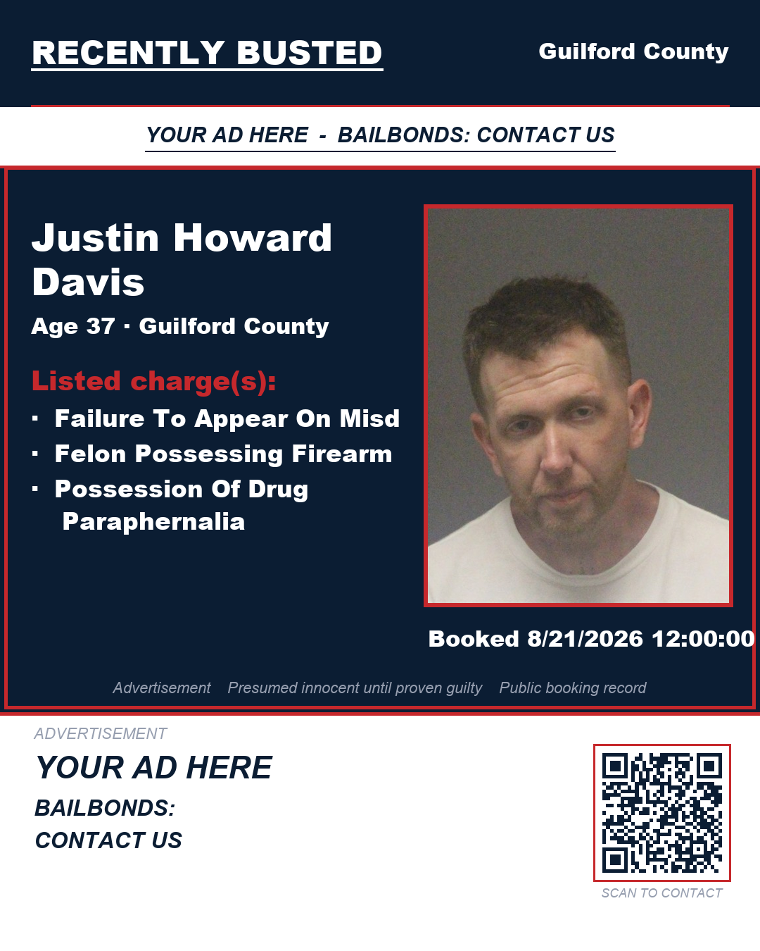 Arrest report - JUSTIN HOWARD DAVIS