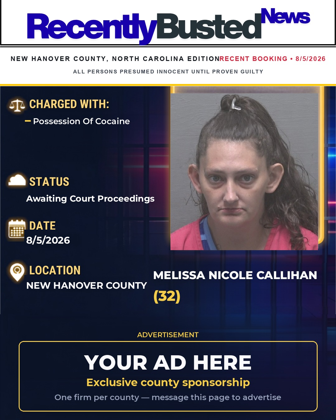 Arrest report - MELISSA NICOLE CALLIHAN