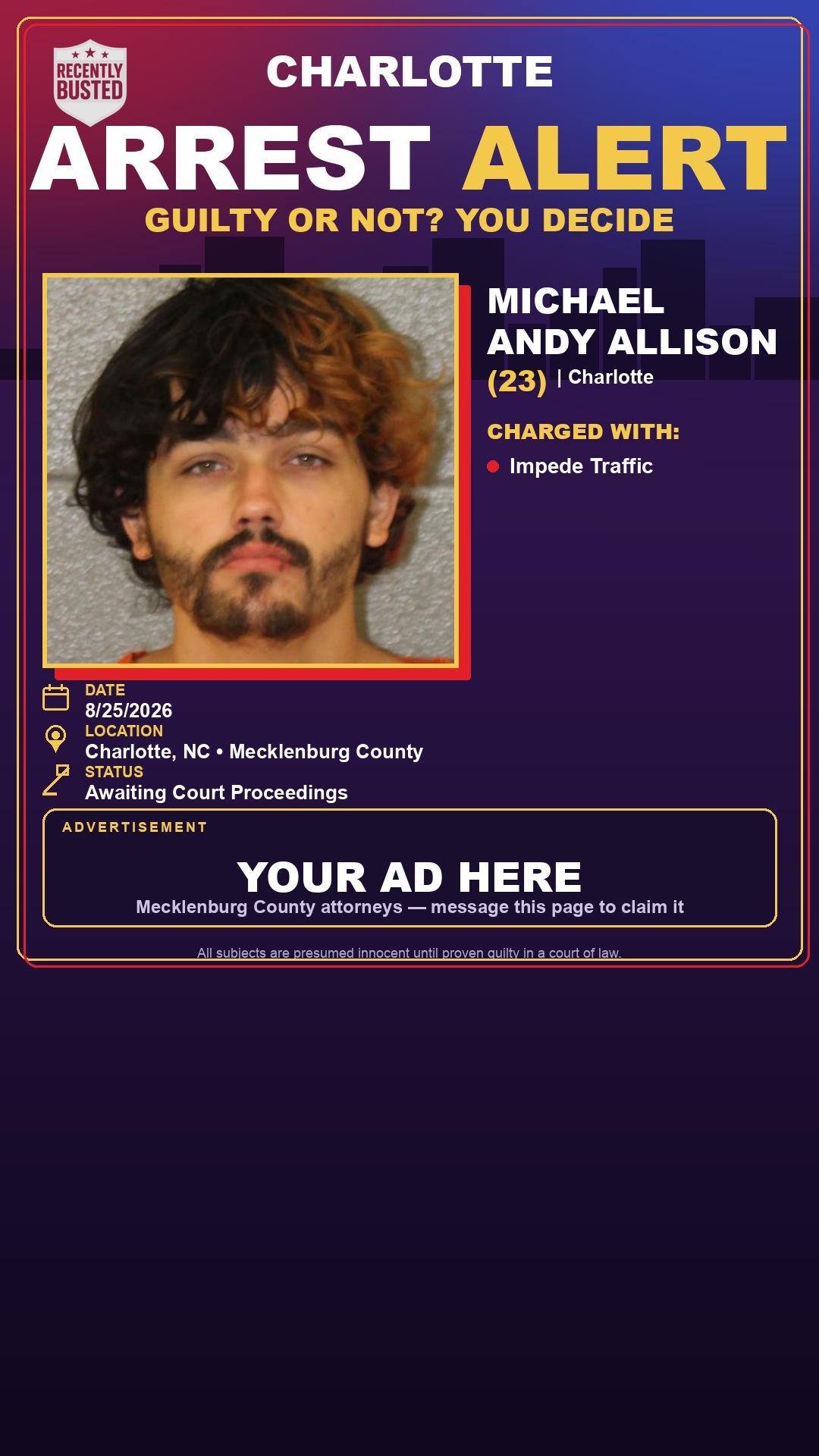 Arrest report - MICHAEL ANDY ALLISON