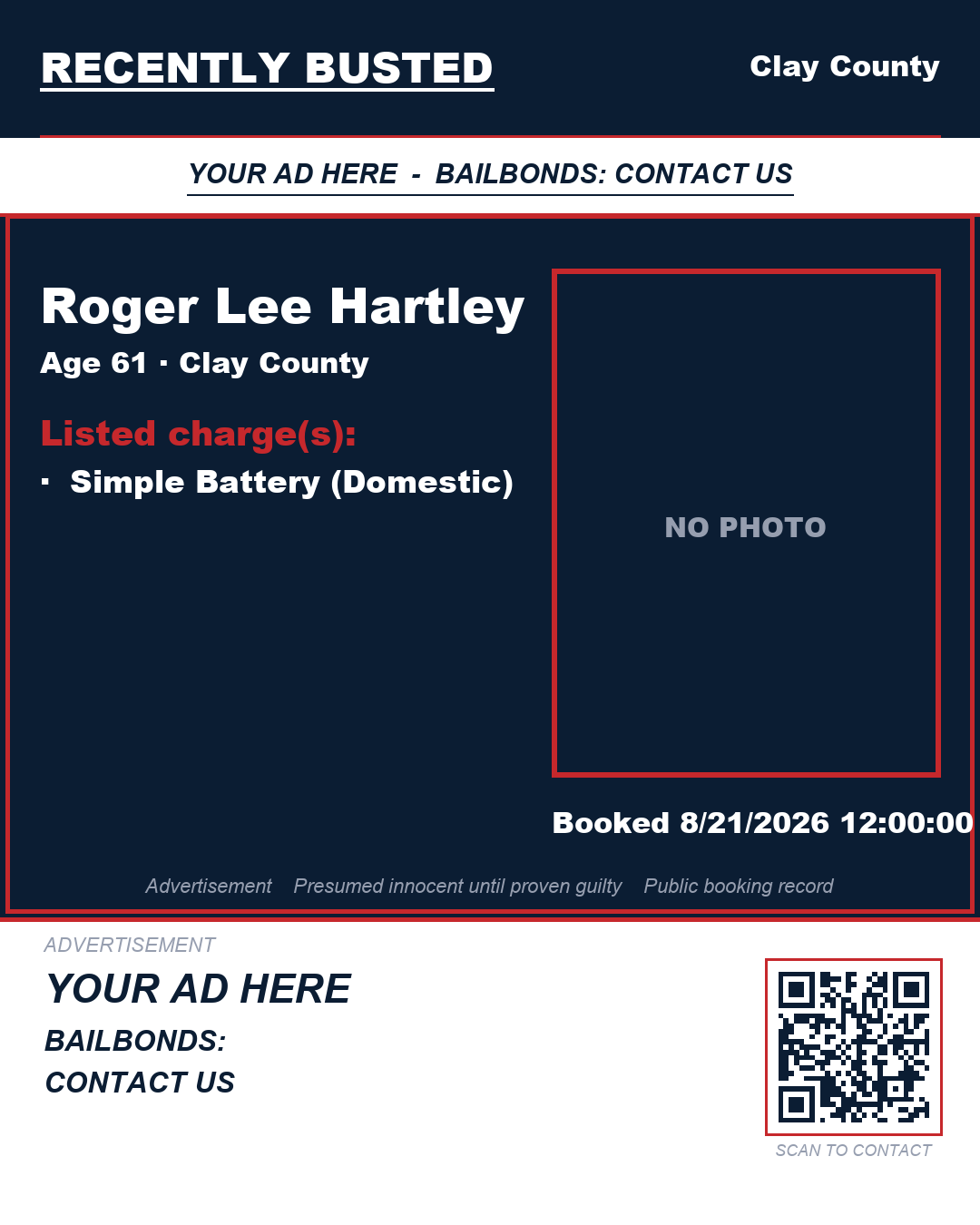 Arrest report - ROGER LEE HARTLEY