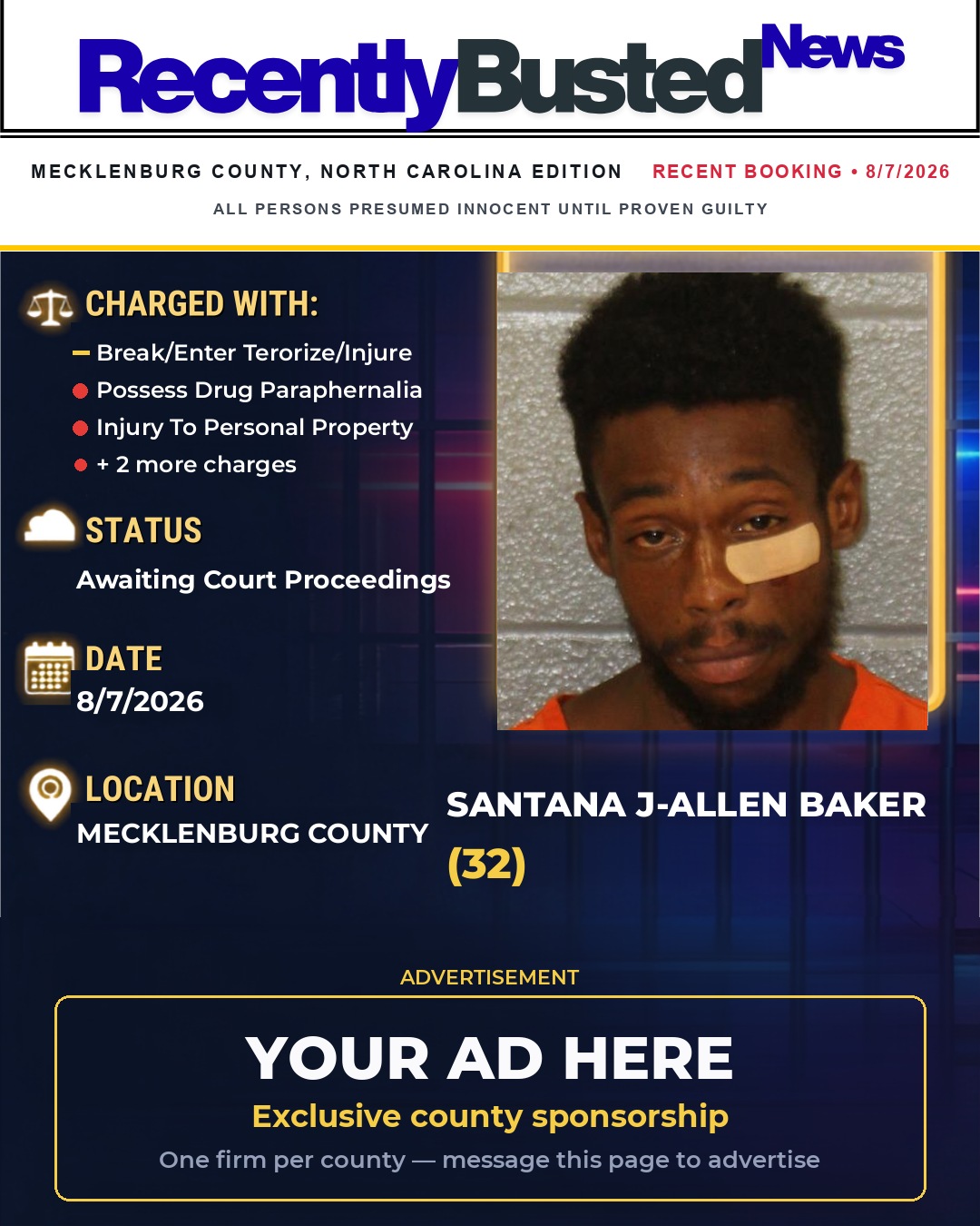 Arrest report - SANTANA J-ALLEN BAKER