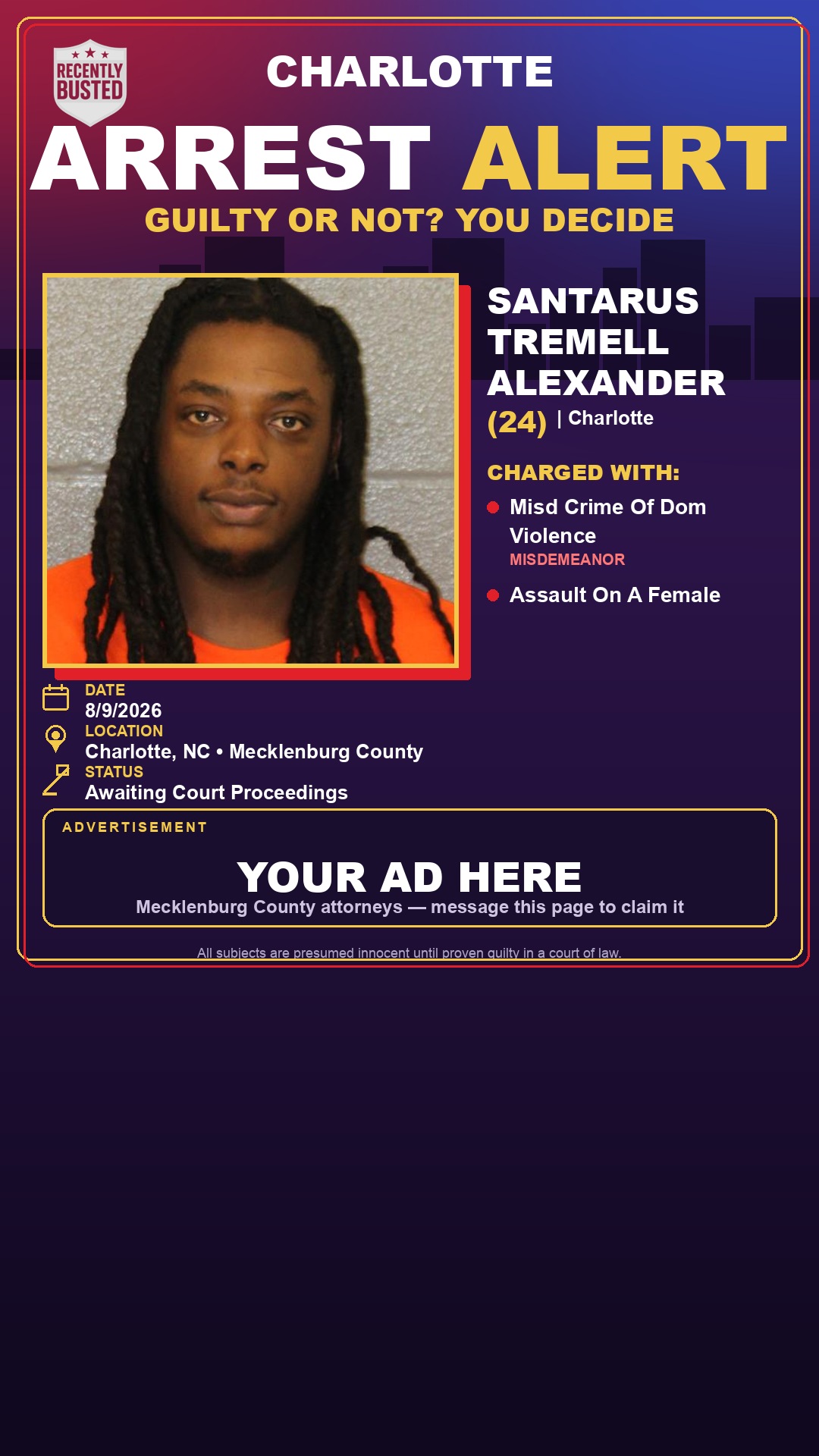 Arrest report - SANTARUS TREMELL ALEXANDER