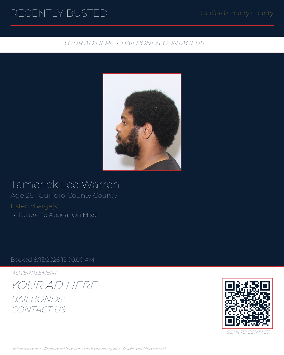 Arrest report - TAMERICK LEE WARREN