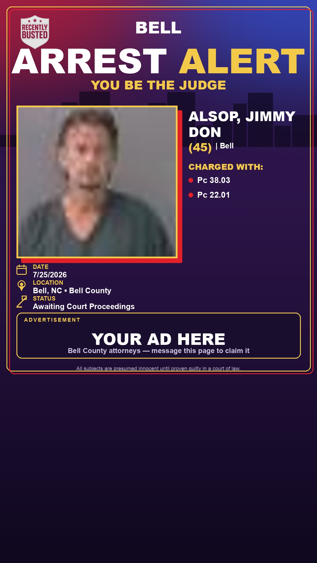 Arrest report - ALSOP, JIMMY DON
