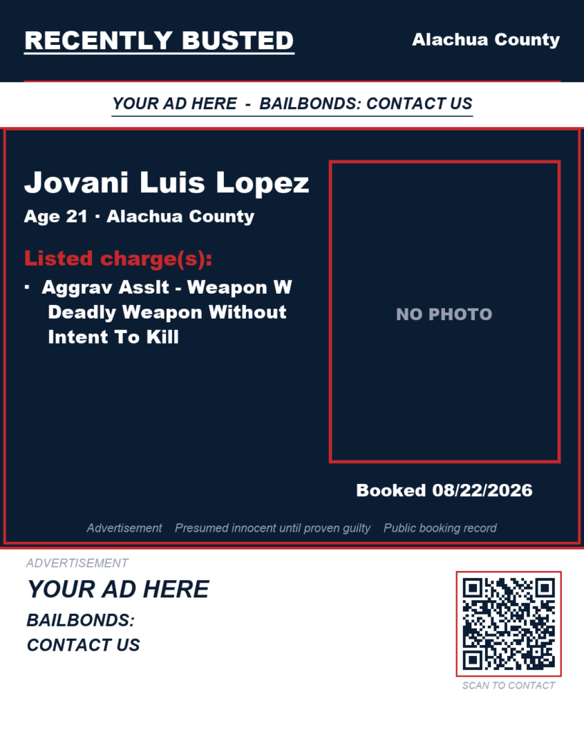 Arrest report — Jovani Luis Lopez