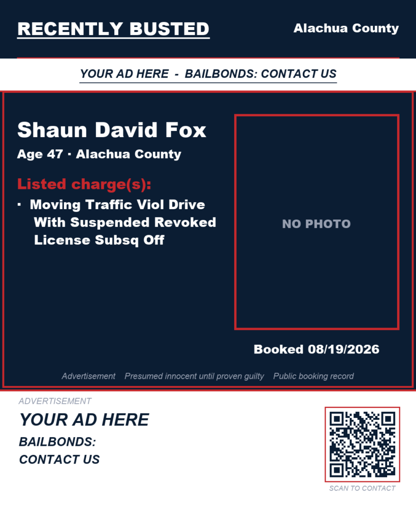 Arrest report — Shaun David Fox