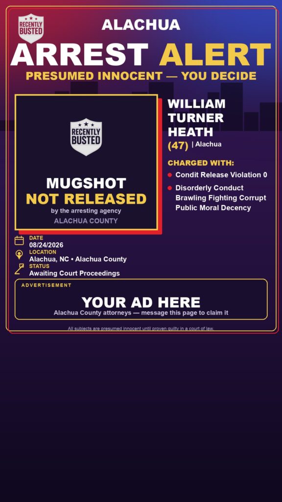 Arrest report — William Turner Heath