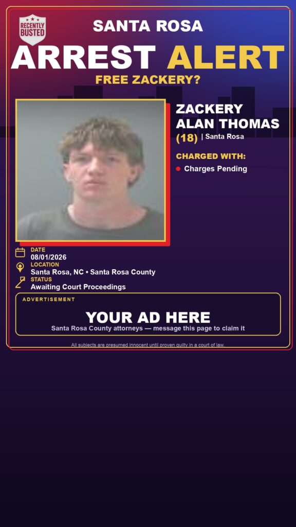 Booking photo of Zackery Alan Thomas