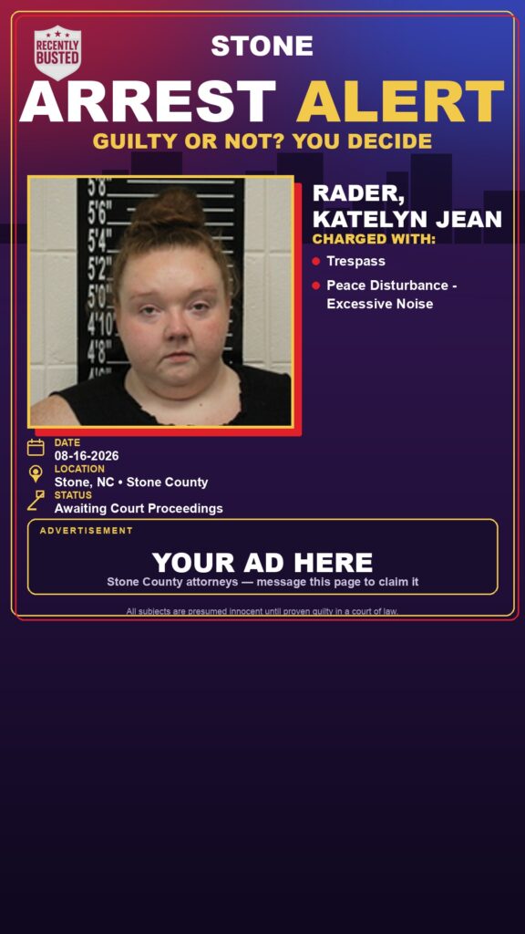 Arrest report — Rader, Katelyn Jean