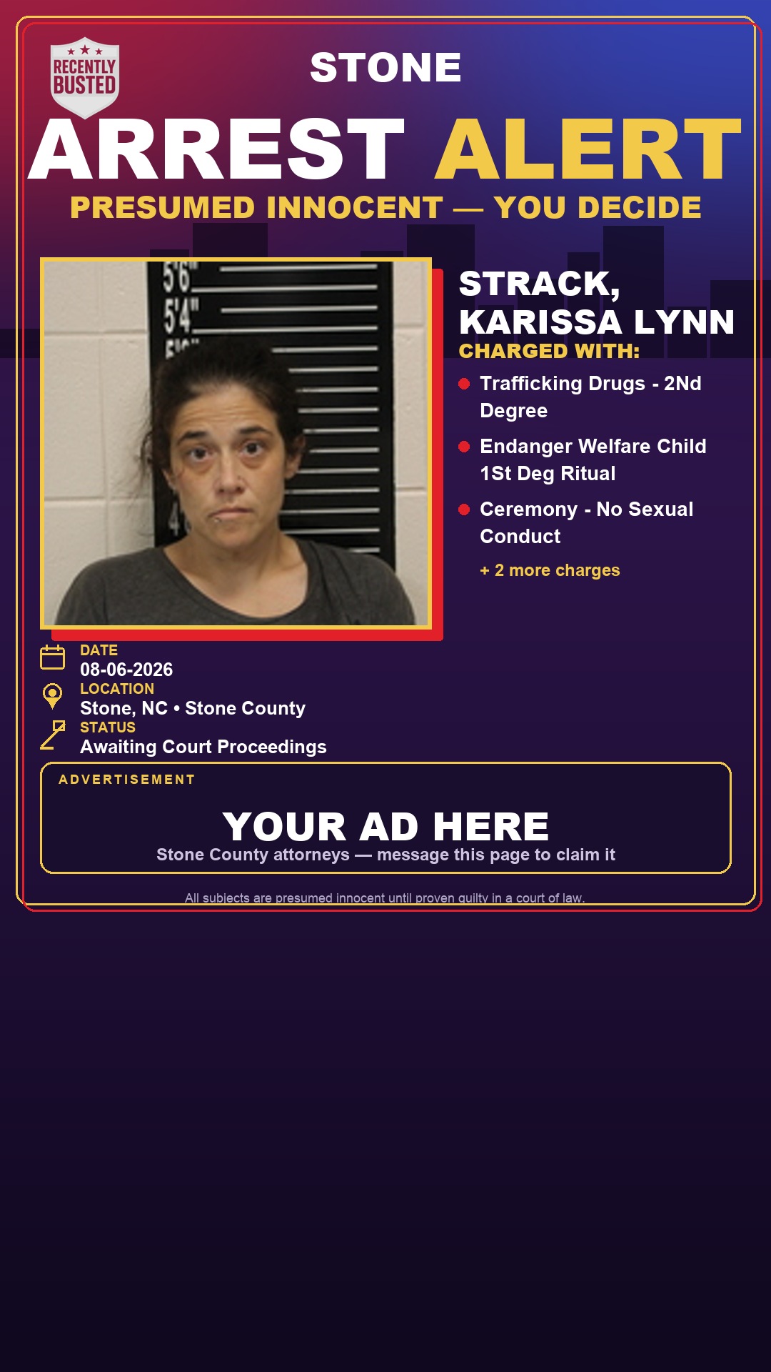 Arrest report - Strack, Karissa Lynn