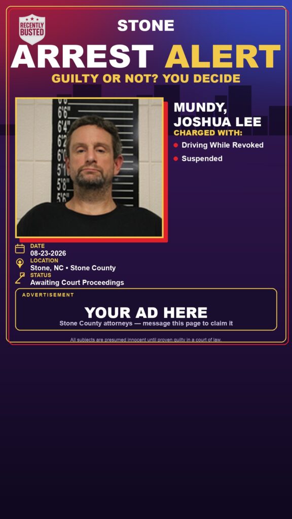 Arrest report — Mundy, Joshua Lee