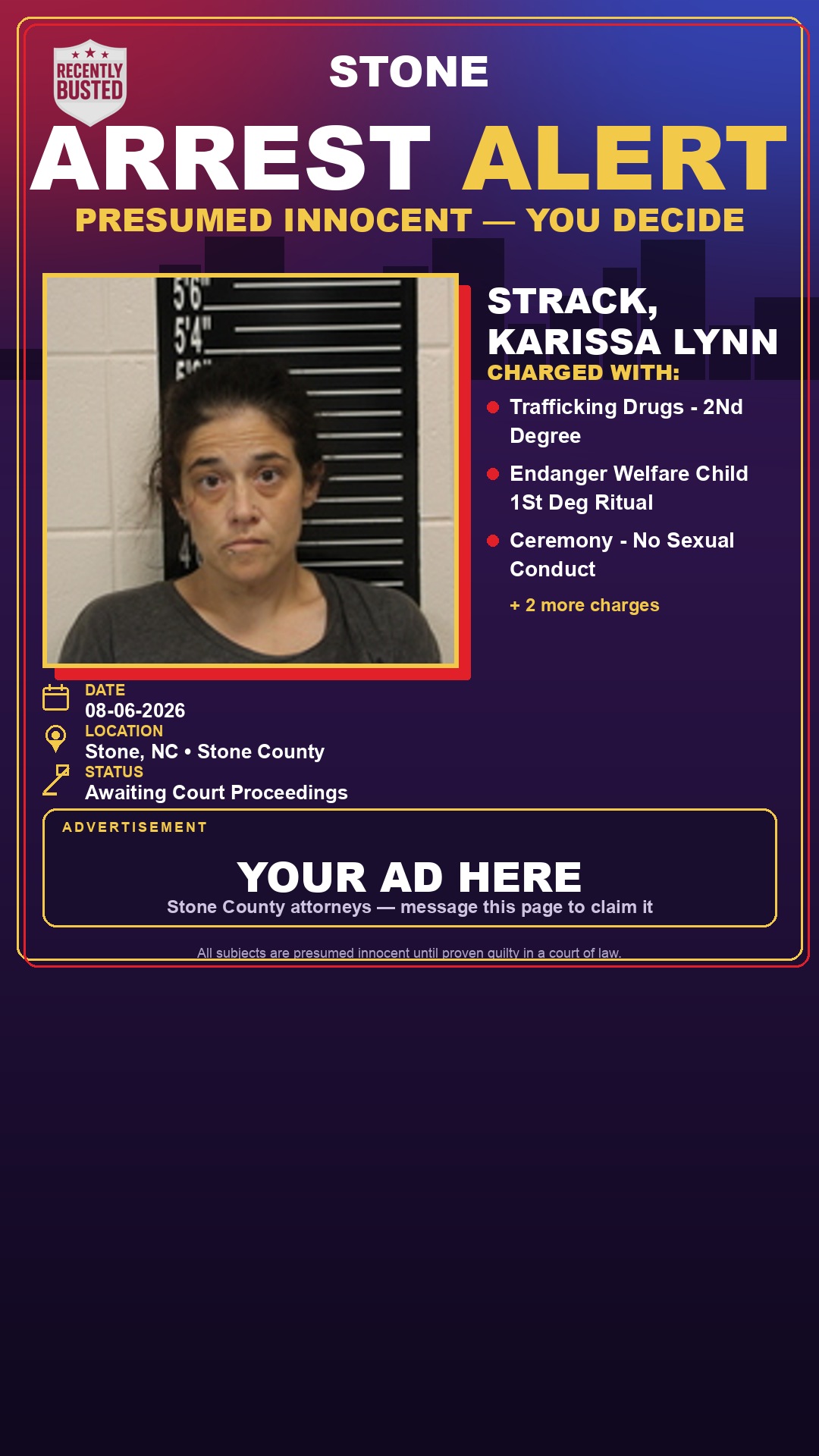 Arrest report - Strack, Karissa Lynn