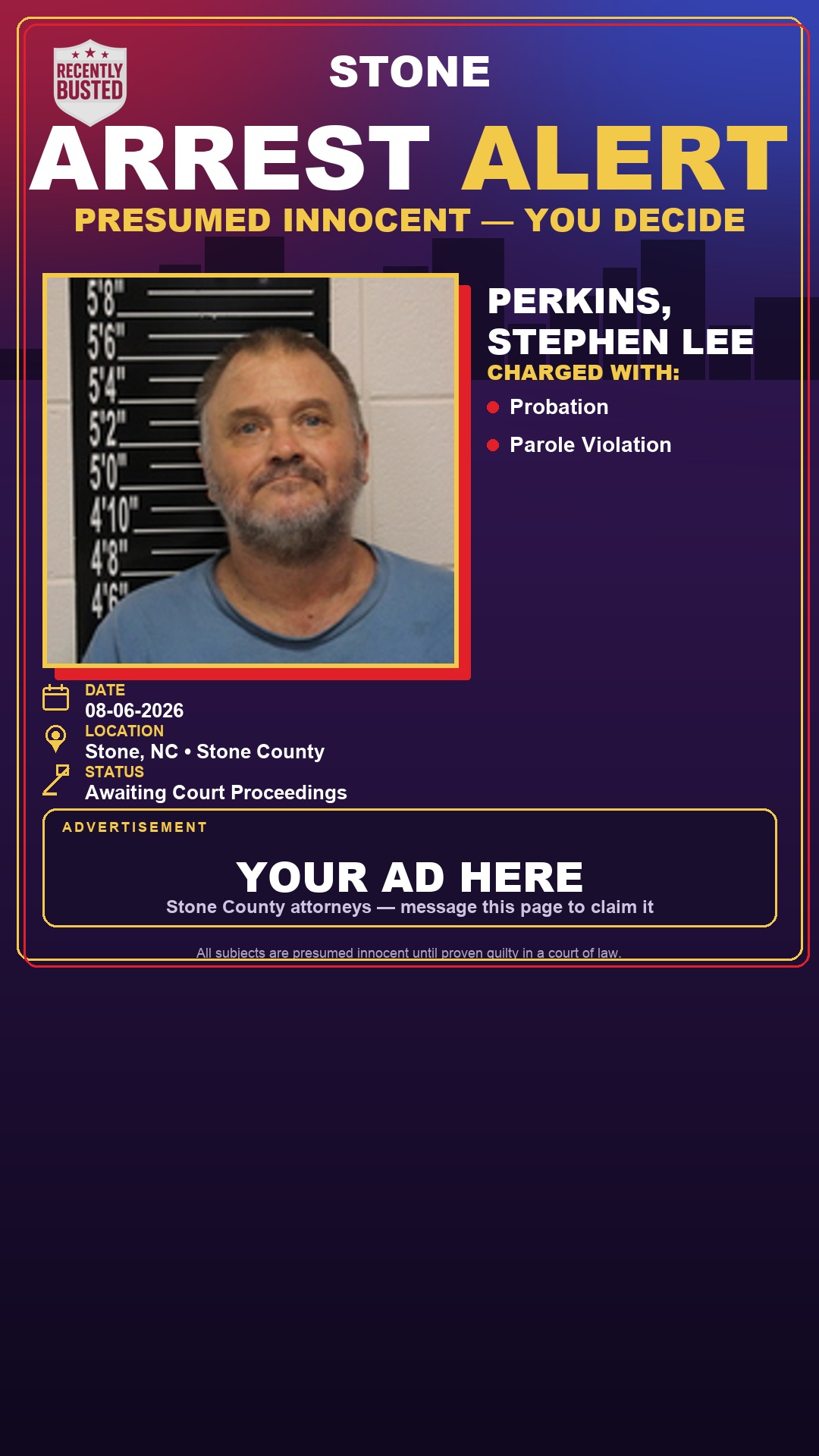 Arrest report - Perkins, Stephen Lee