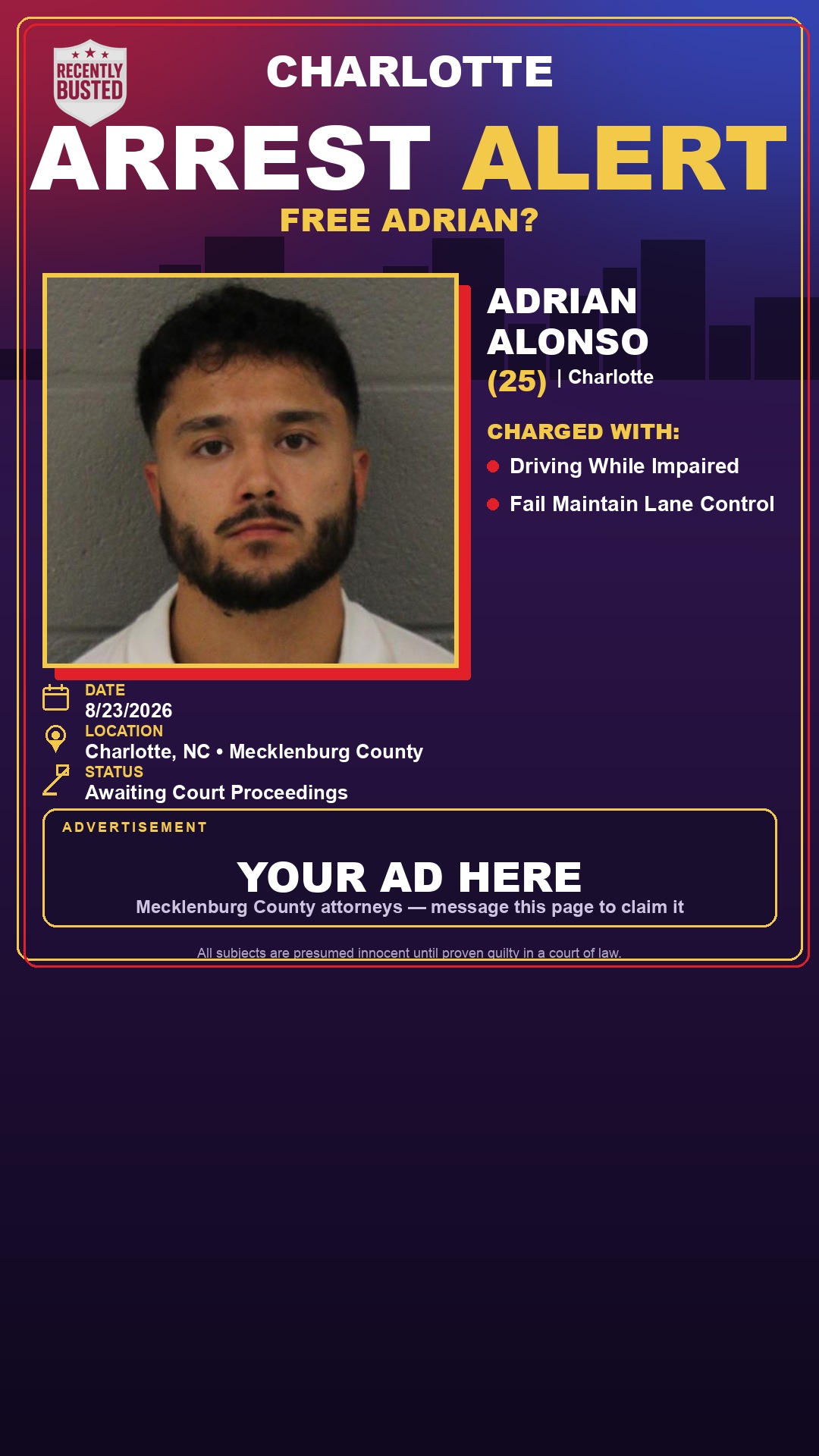 Arrest report - ADRIAN ALONSO