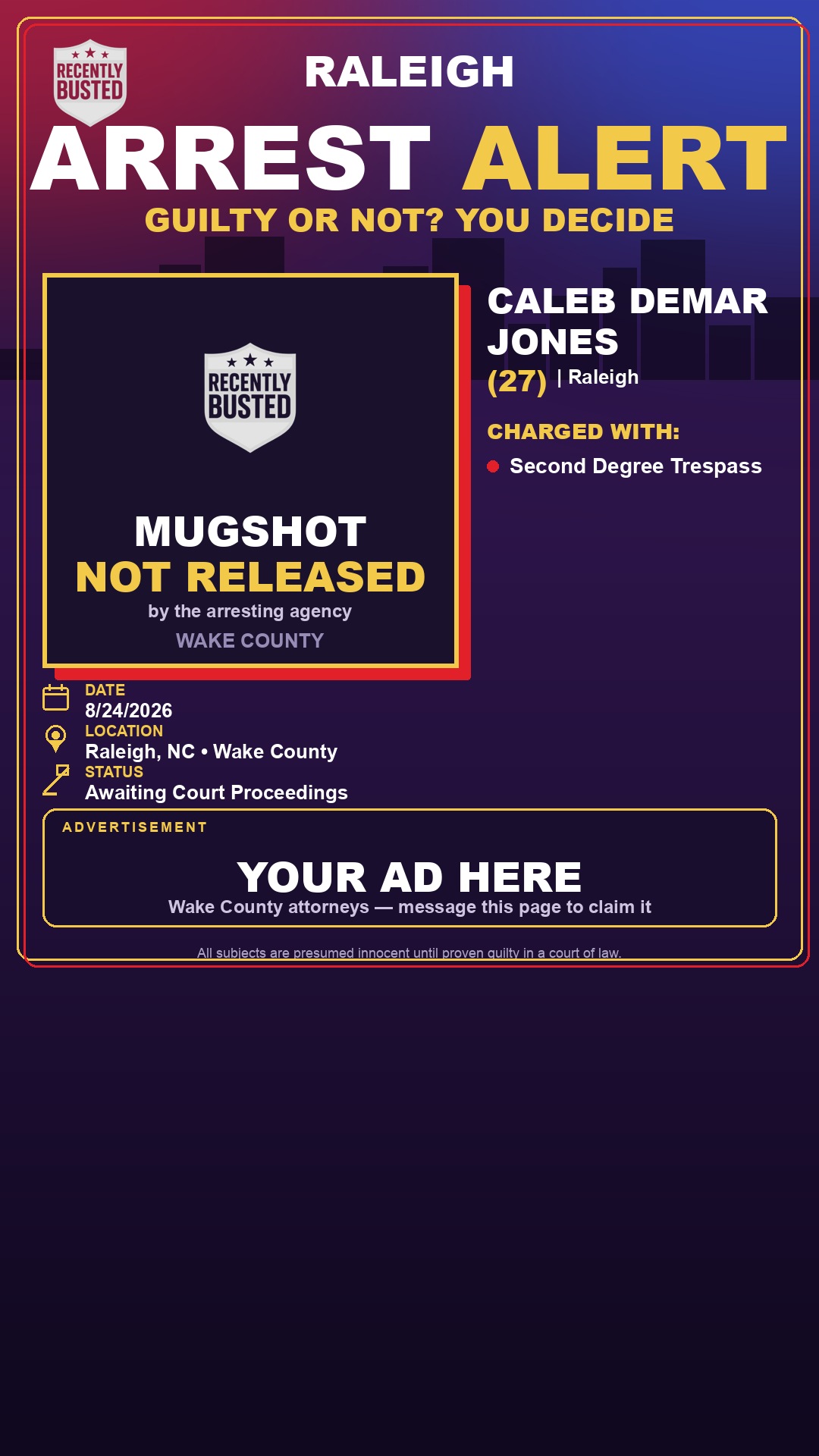 Arrest report - CALEB DEMAR JONES