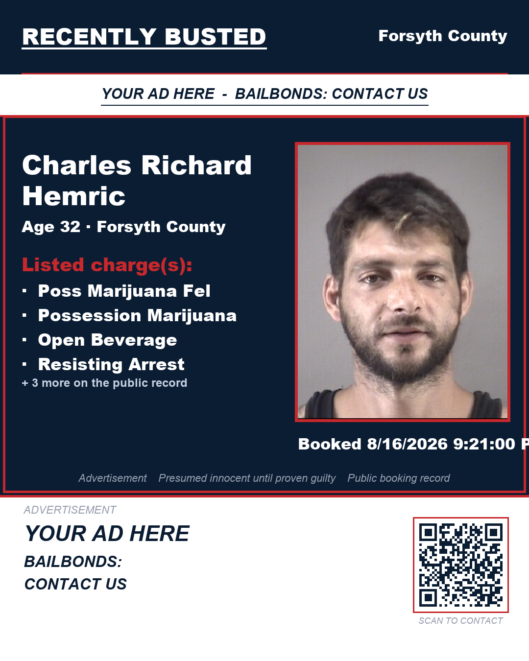 Arrest report - CHARLES RICHARD HEMRIC
