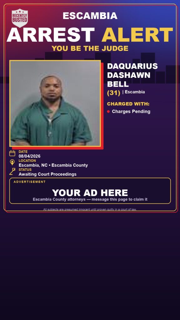 Daquarius Dashawn Bell — arrest record card, Florida Crime
