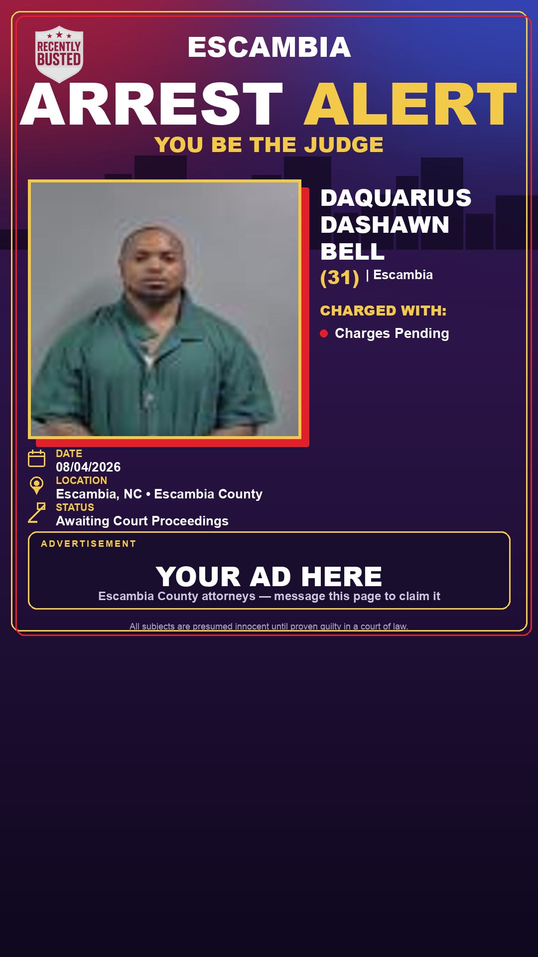 Arrest report - Daquarius Dashawn Bell