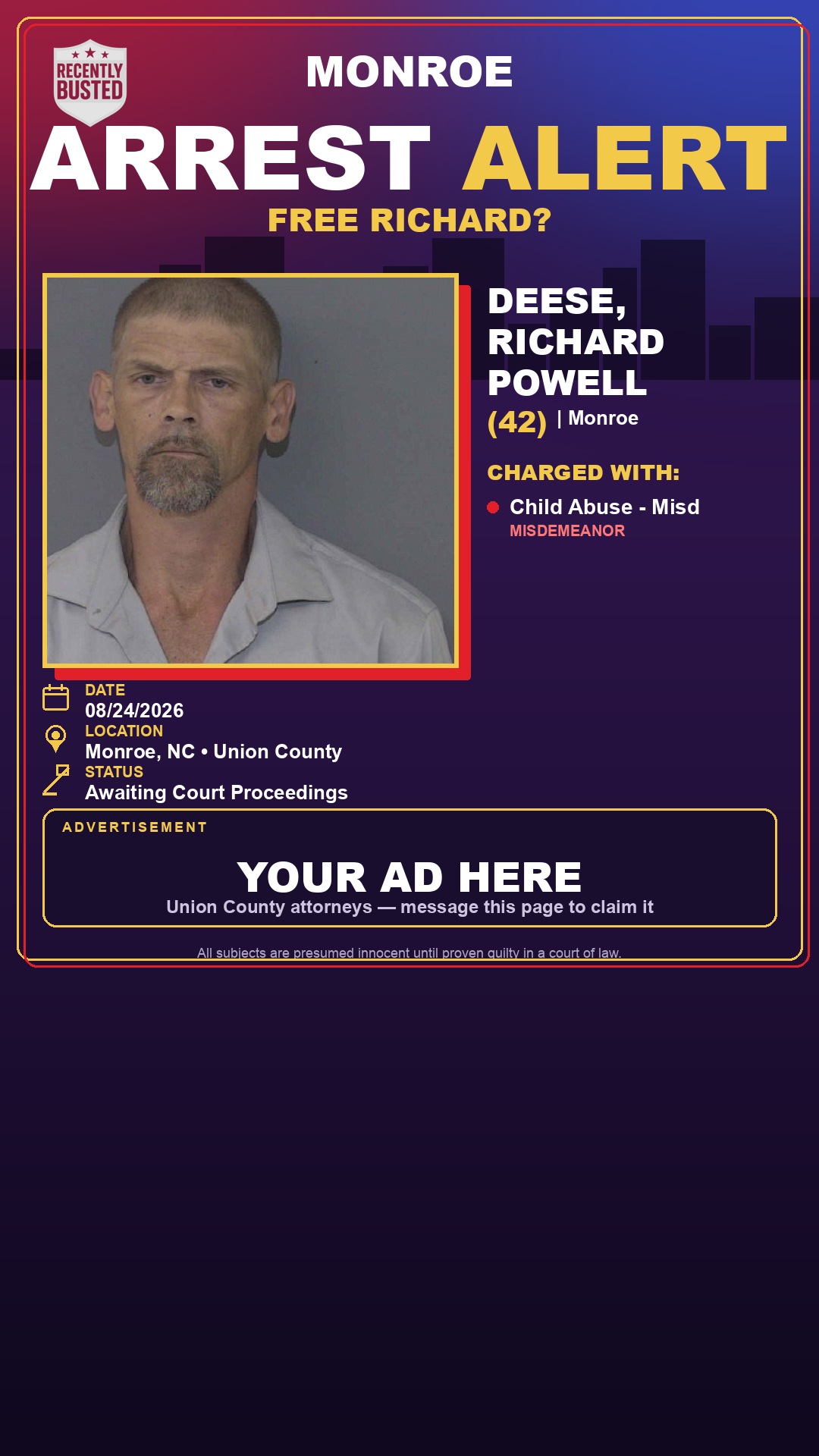 Arrest report - DEESE, RICHARD POWELL