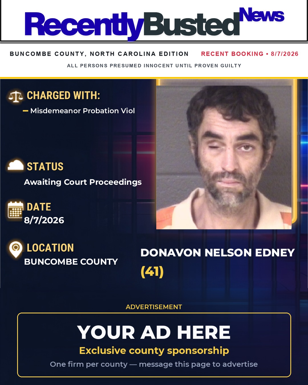 Arrest report - DONAVON NELSON EDNEY