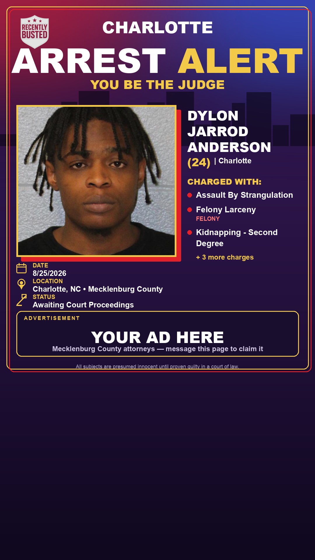 Arrest report - DYLON JARROD ANDERSON