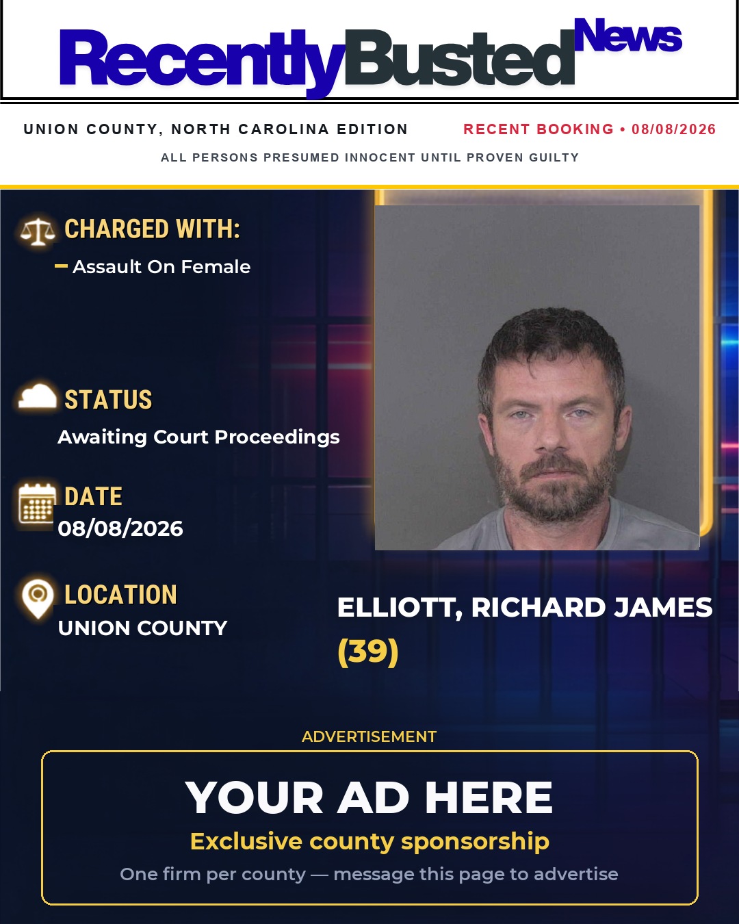 Arrest report - ELLIOTT, RICHARD JAMES
