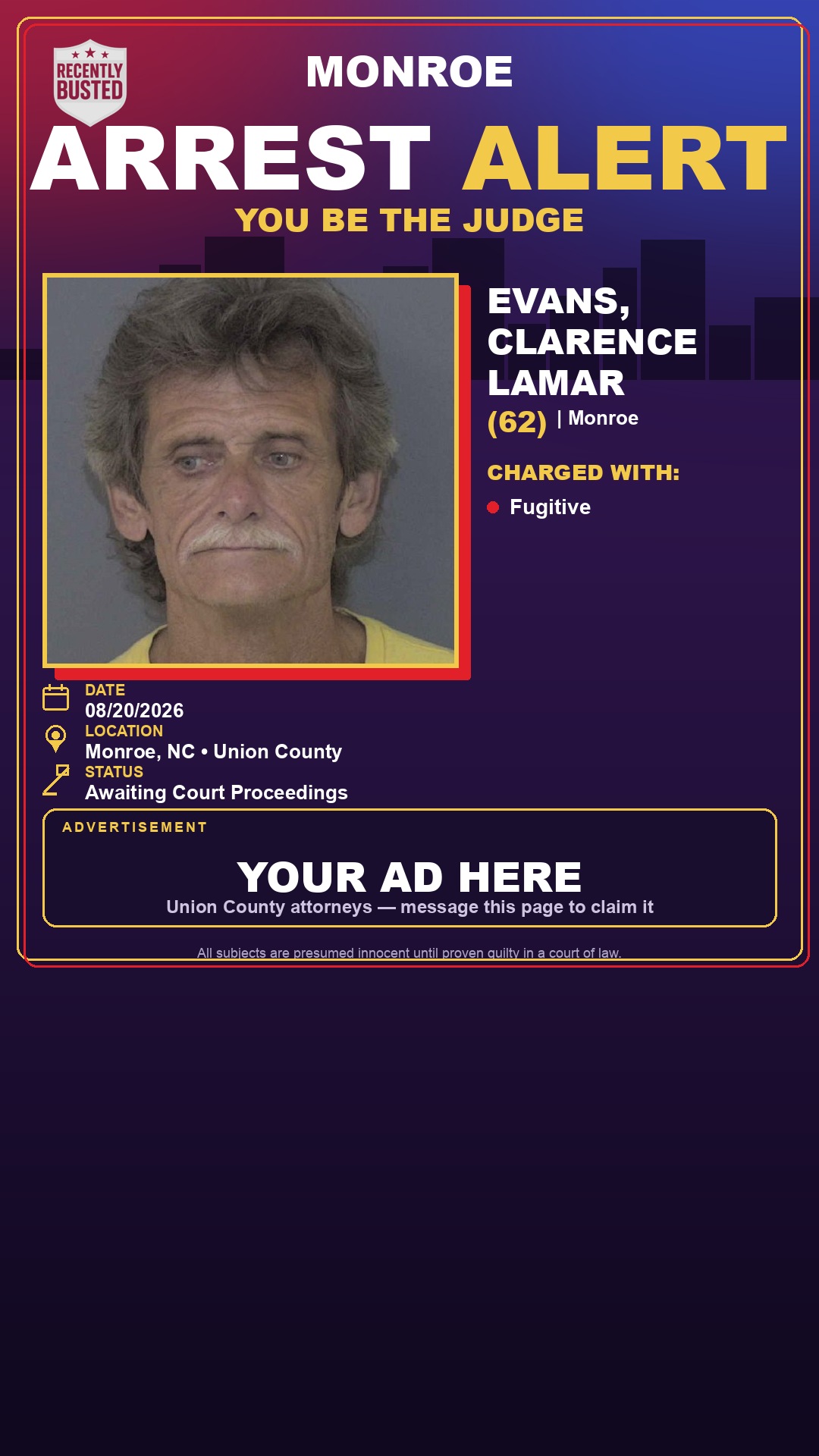 Arrest report - EVANS, CLARENCE LAMAR