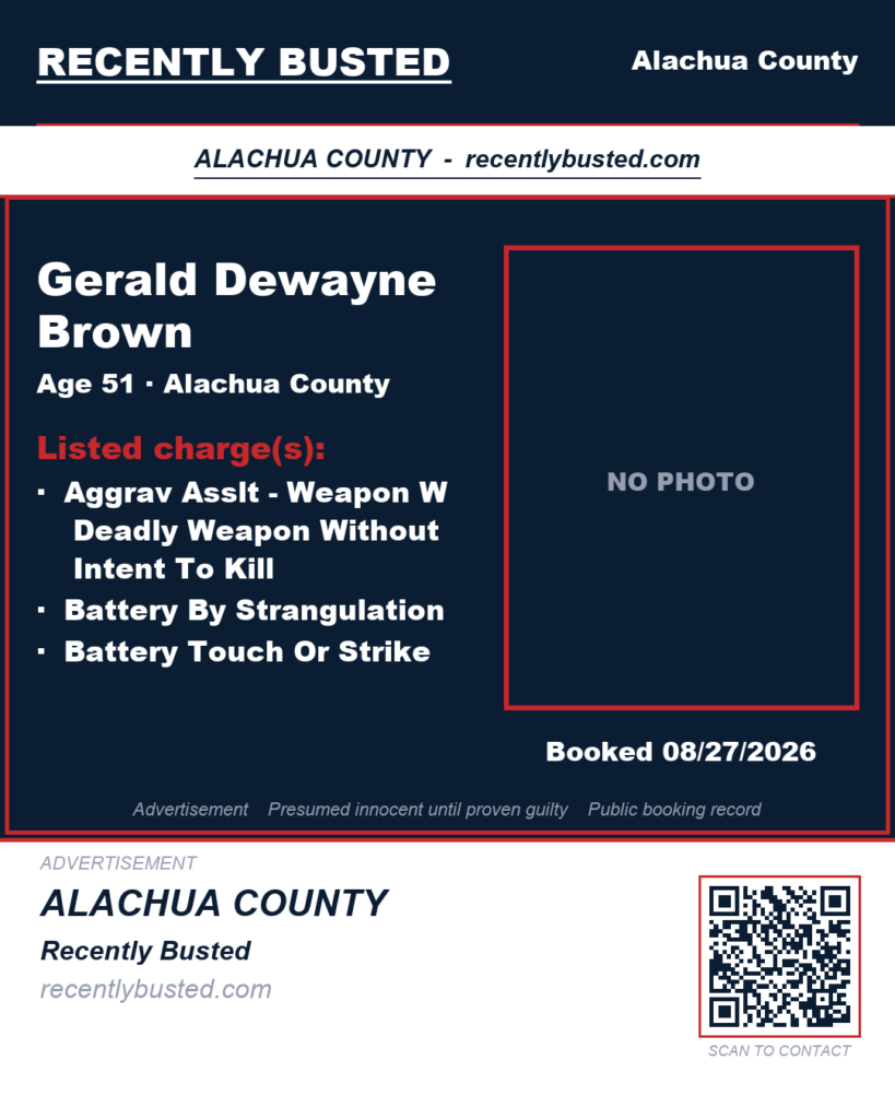 Gerald Dewayne Brown — arrest record card, Recently Busted