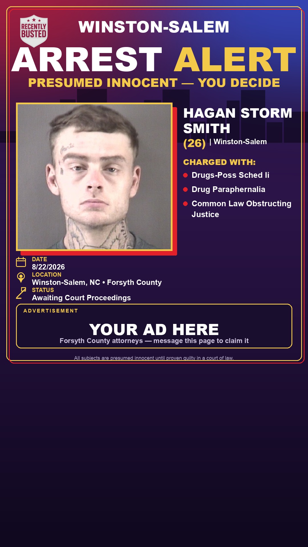 Arrest report - HAGAN STORM SMITH