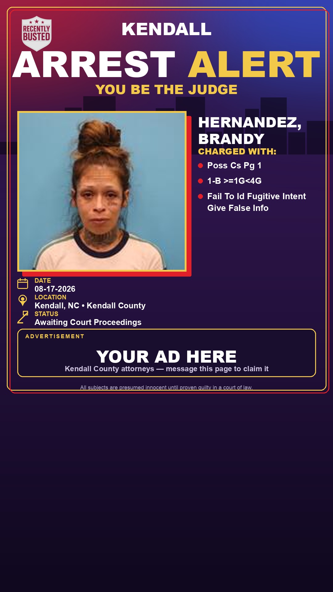 Arrest report - Hernandez, Brandy