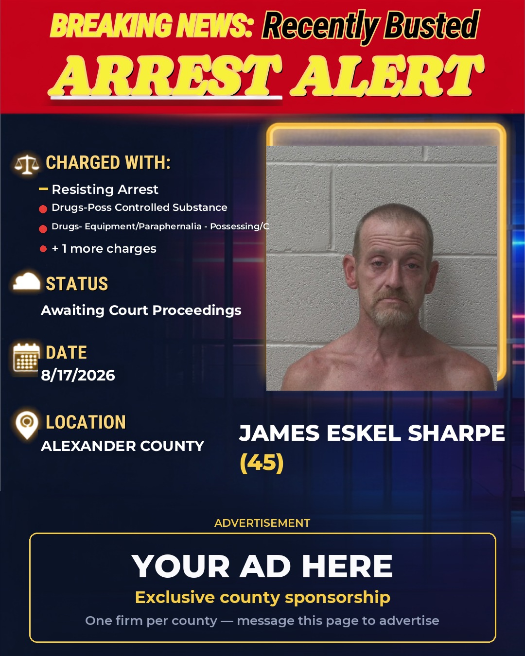 Arrest report - JAMES ESKEL SHARPE