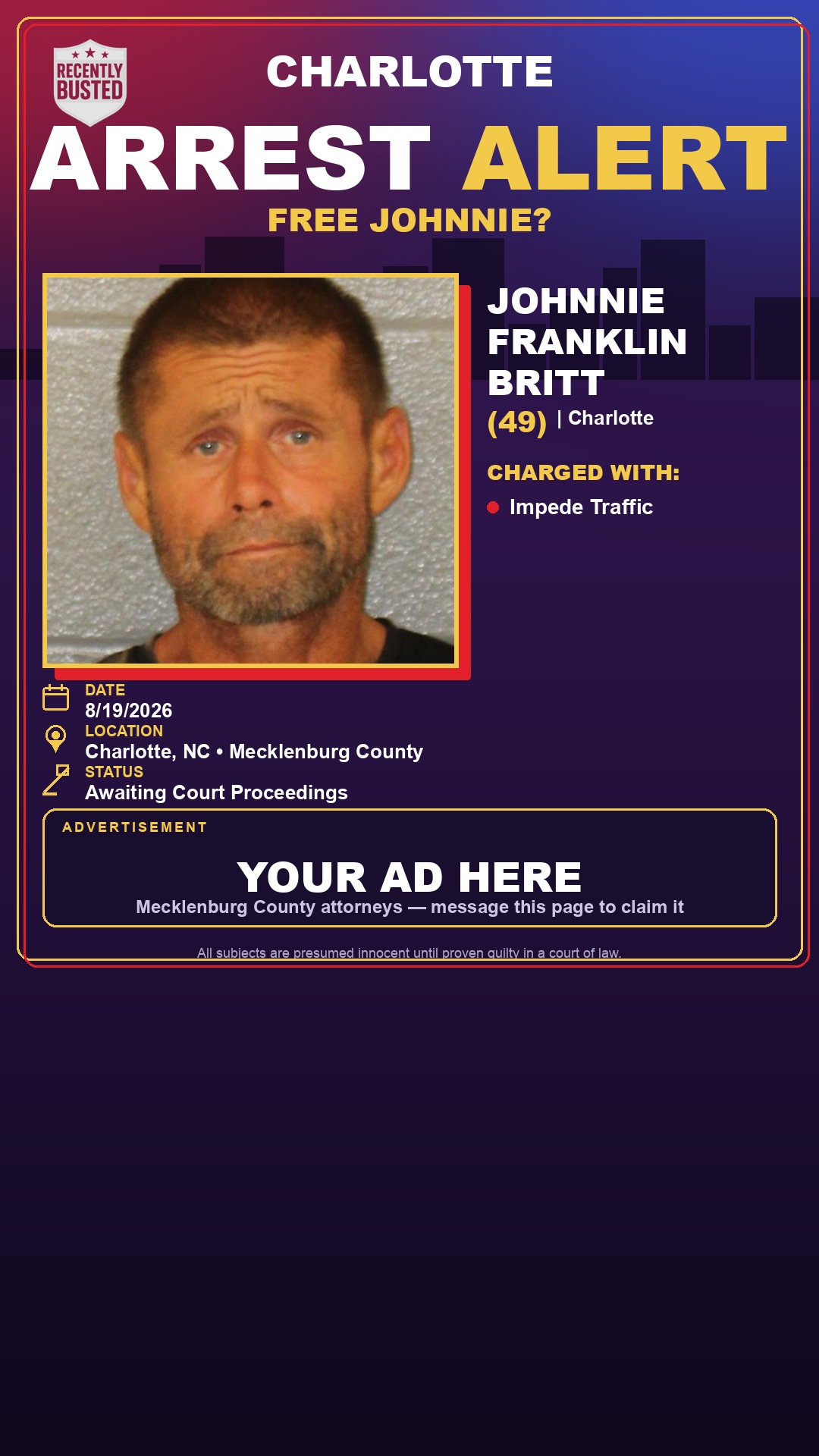 Arrest report - JOHNNIE FRANKLIN BRITT