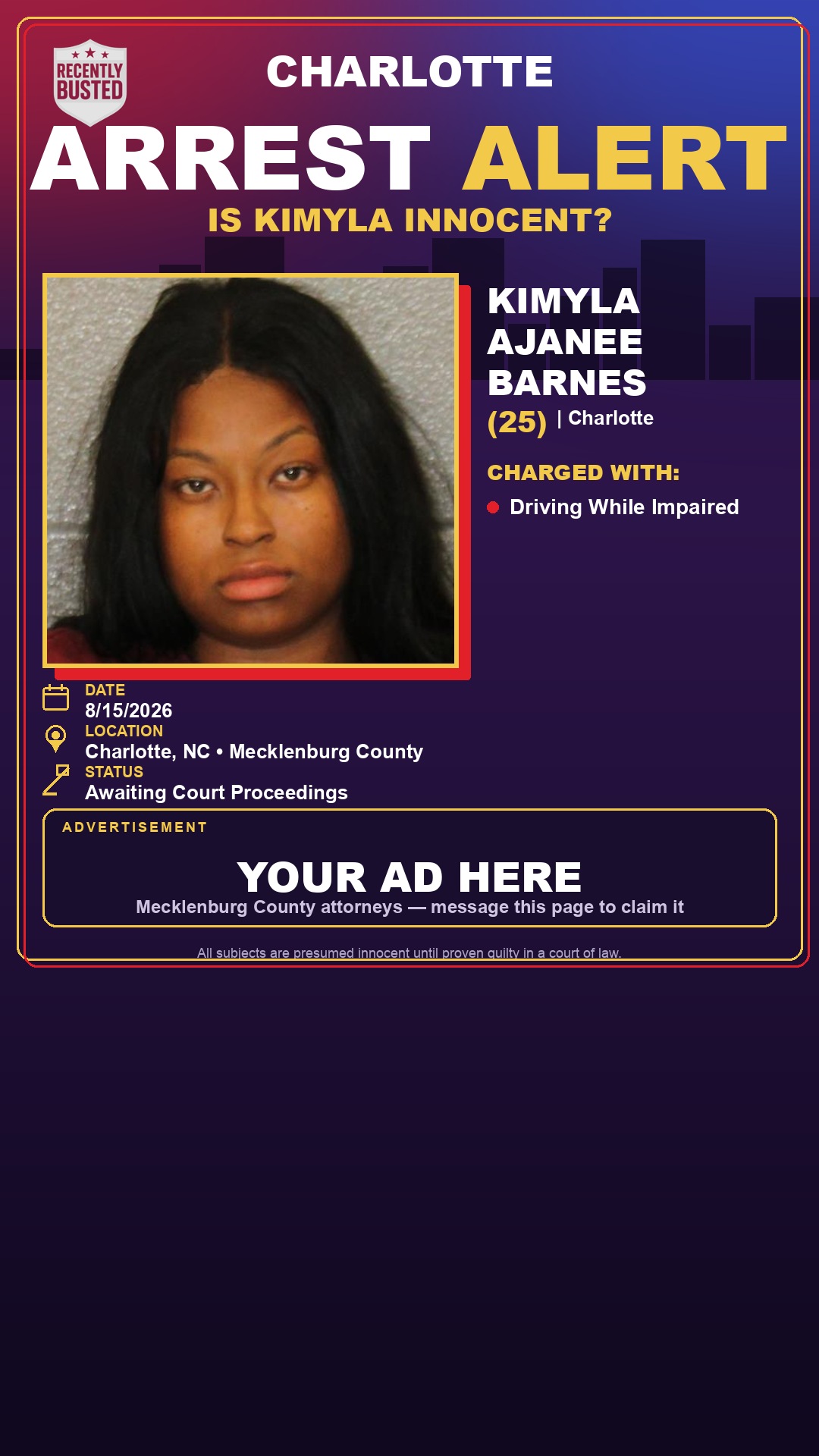Arrest report - KIMYLA AJANEE BARNES