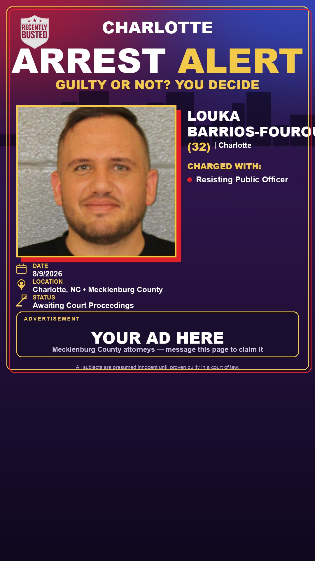 Arrest report - LOUKA BARRIOS-FOUROULIS
