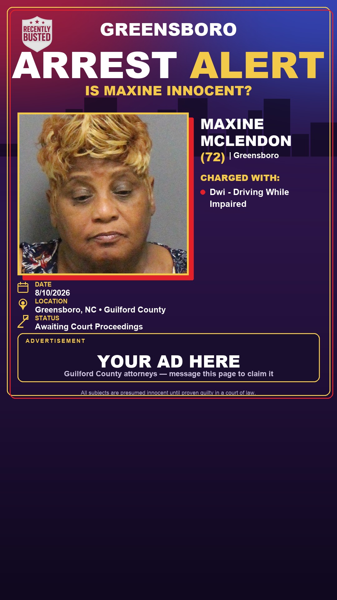 Arrest report - MAXINE MCLENDON
