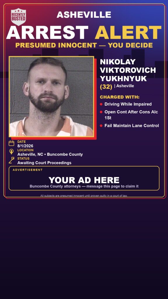 NIKOLAY VIKTOROVICH YUKHNYUK — arrest record card, Recently Busted