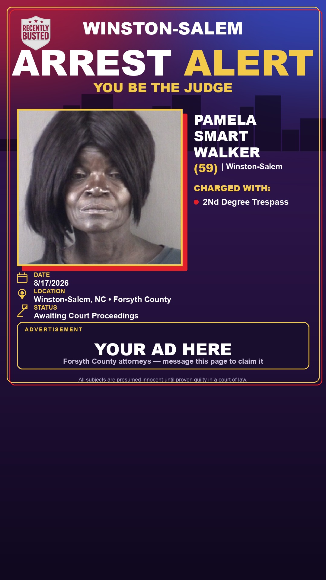 Arrest report - PAMELA SMART WALKER