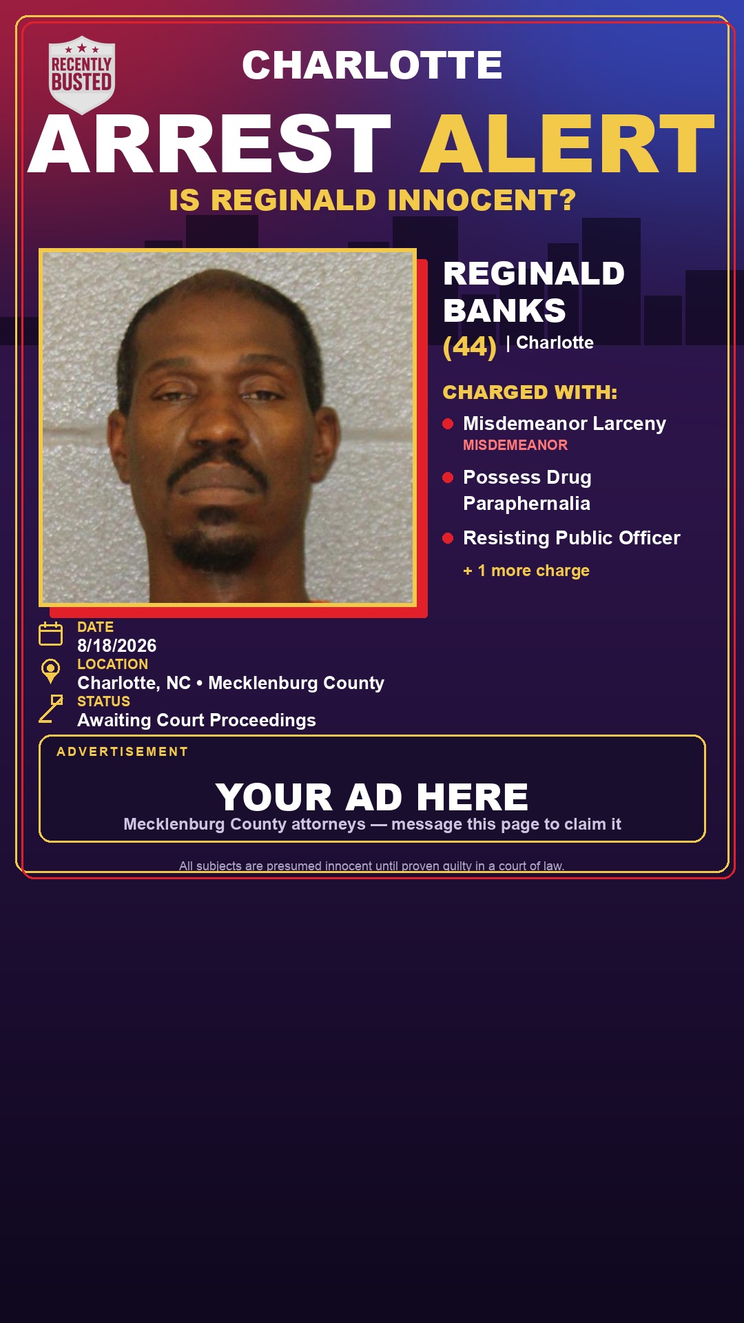 Arrest report - REGINALD BANKS