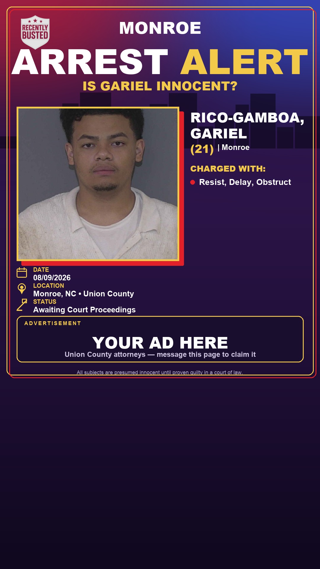 Arrest report - RICO-GAMBOA, GARIEL