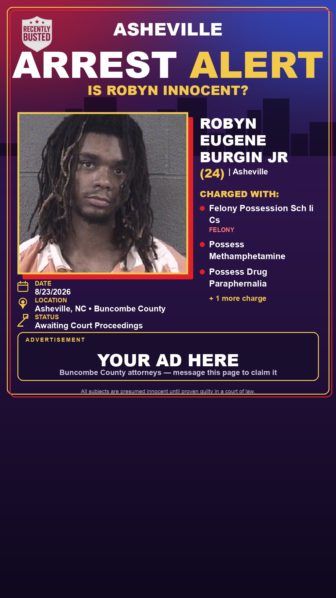 Arrest report - ROBYN EUGENE BURGIN JR